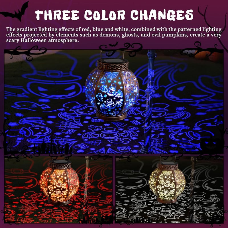 TopVelo Halloween Solar Lantern with Gradient Lighting, IP65 Waterproof Outdoor Solar Light for Festival Decoration, Spook-Tacular Halloween Hanging Light for Courtyard, Pond, Pathway - Image 2